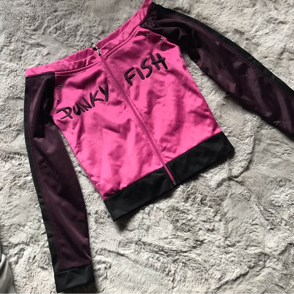 Vintage Y2K 90s/00’s Punkyfish boat neck zip up pink & purple small punk rave
